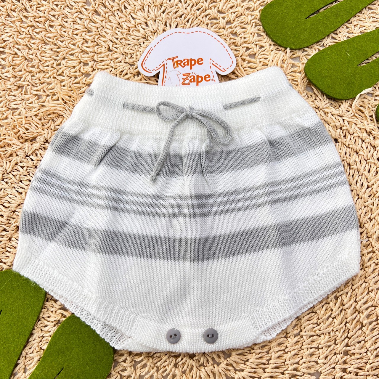 Tapa Fralda Linha Branco com Cinza